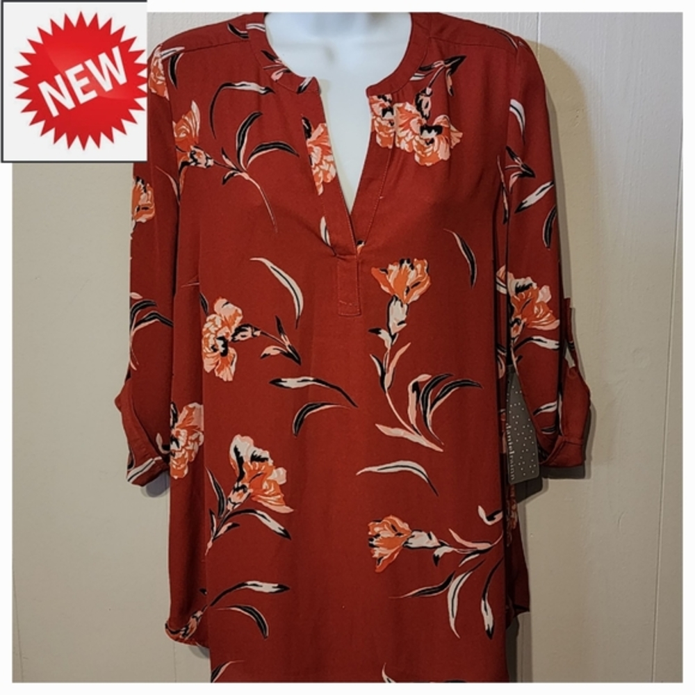 NWT Daniel Rainn Maternity Blouse Split Neck Lightweight 3/4 Sleeve XS A319